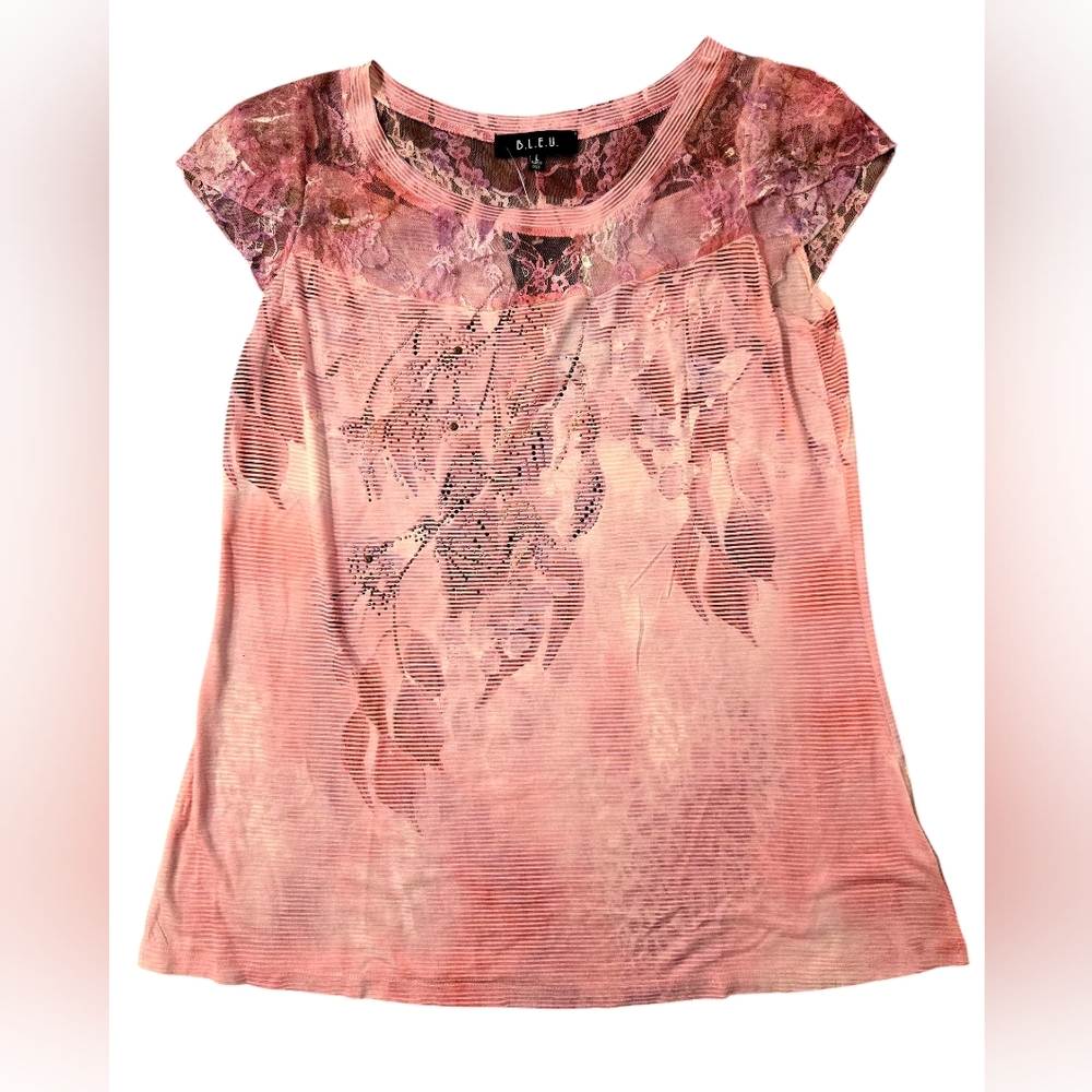 B.L.E.U. Pink Floral Shirt Blouse